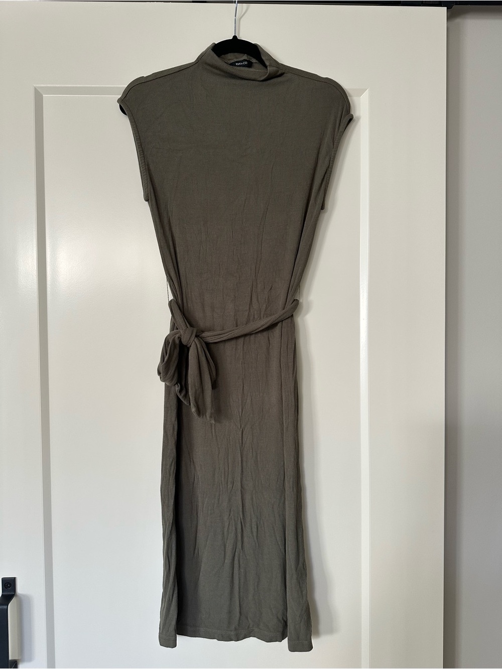 RW&CO. Sleeveless Mock Neck Belted Midi Dress - Olive